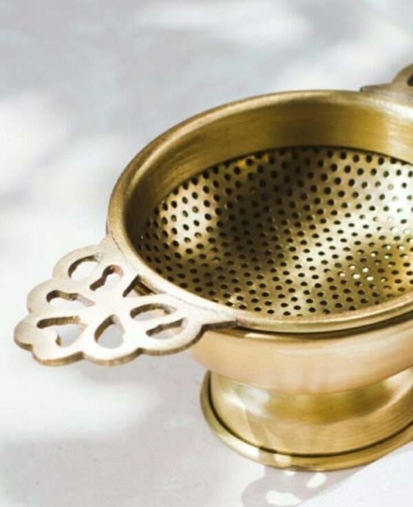 Matte Finish Brass Medium Sized Tea Strainer - Image 2