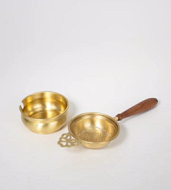 Brass Tea Strainer with Bowl - Image 2