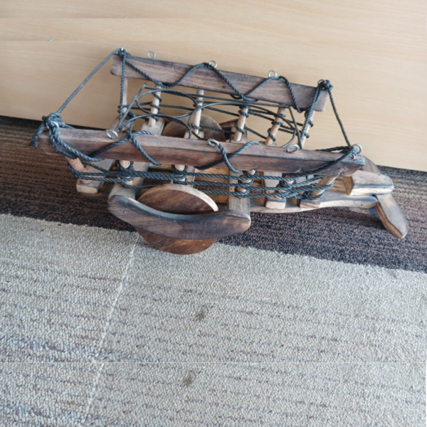 Wooden Cart Shaped 1 Wine Bottle and 2 Glass Holder